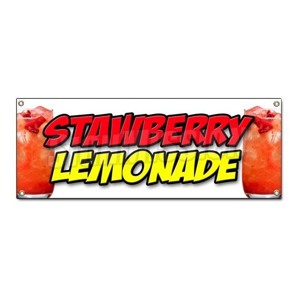 Signmission Strawberry Lemonade Banner Heavy Duty 13 Oz Vinyl with Grommets B-Strawberry Lemonade - main